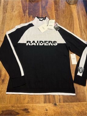 Raiders Black & White Cowlneck Sweater - Women